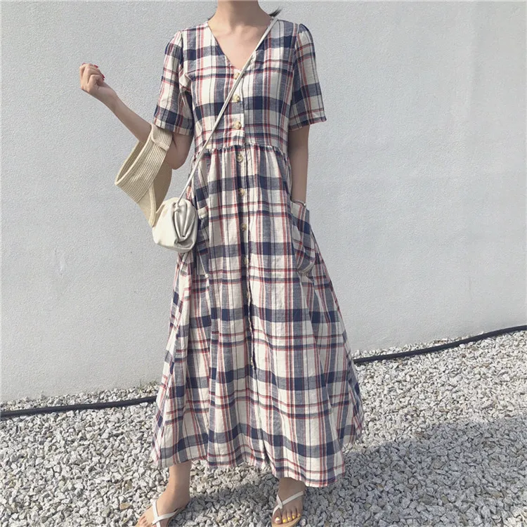 2019 корейское Полосатое винтажное платье рубашка женское весна осень