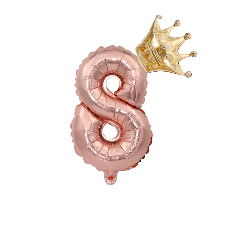 number 8 Rose Gold Foil Balloons Air Wedding Ballon Helium Balloon Happy Birthday Party Decoration Kids Crown Balls Number Baby Shower - Цвет: number 8