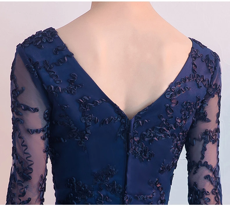 

Navy Blue Bride Party Dress Oriental Women Elegant Slim Cheongsam Fashion Chinese Style Wedding Long Qipao Luxury Robe Vestido