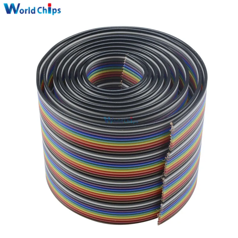 Плоский кабель 1 м 3 фута 40 Pin Радужная лента IDC провод Радужный в наличии|flat cable