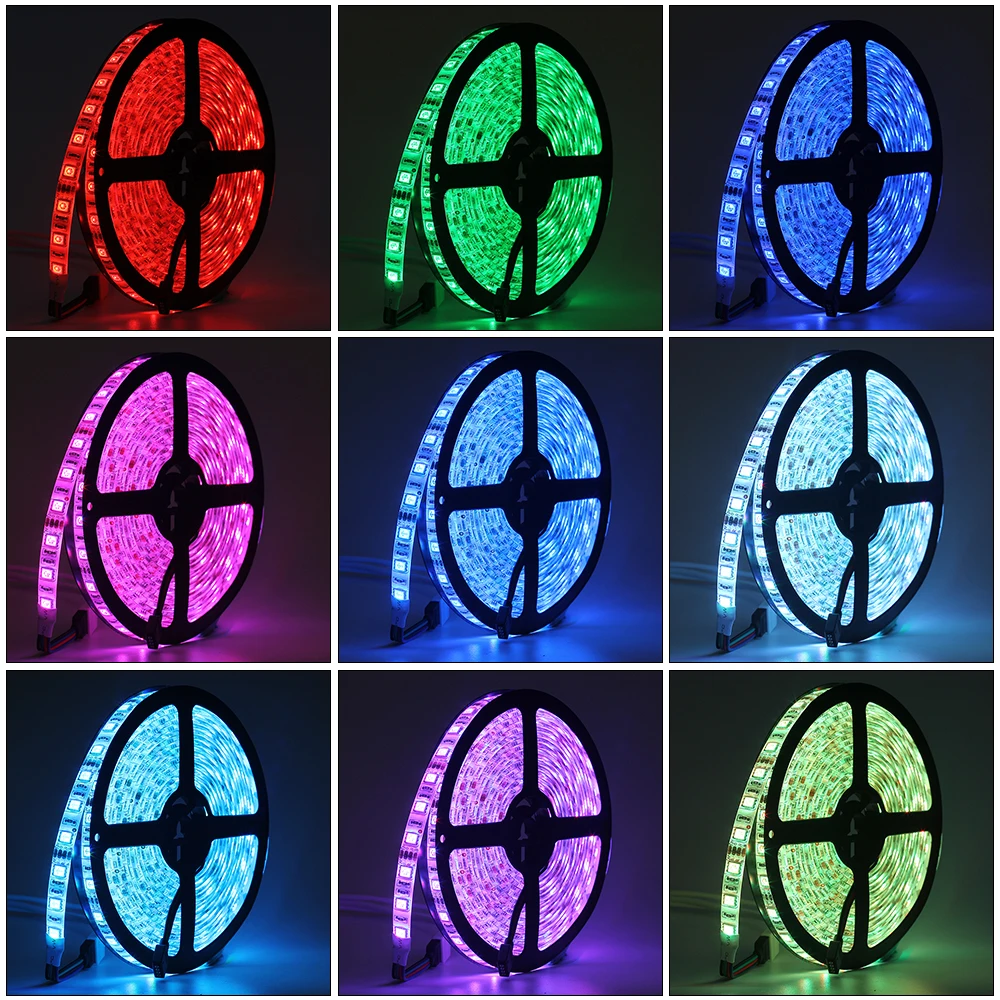 5050 RGB LED Strip Set Flexible Light With Controller 3A Power Adapter Waterproof/Non-waterproof 5M/Lot | Лампы и освещение