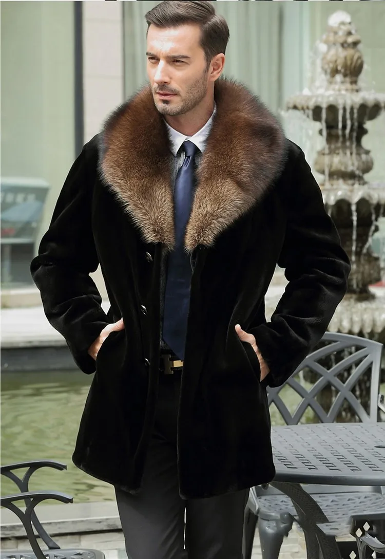 S/6Xl мужские куртки из искусственного меха длинная верхняя одежда норки черные