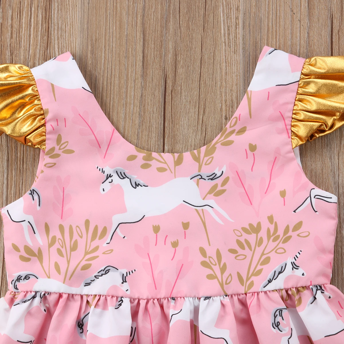 Милое платье принцессы с единорогом детское летнее хлопковое коротким рукавом