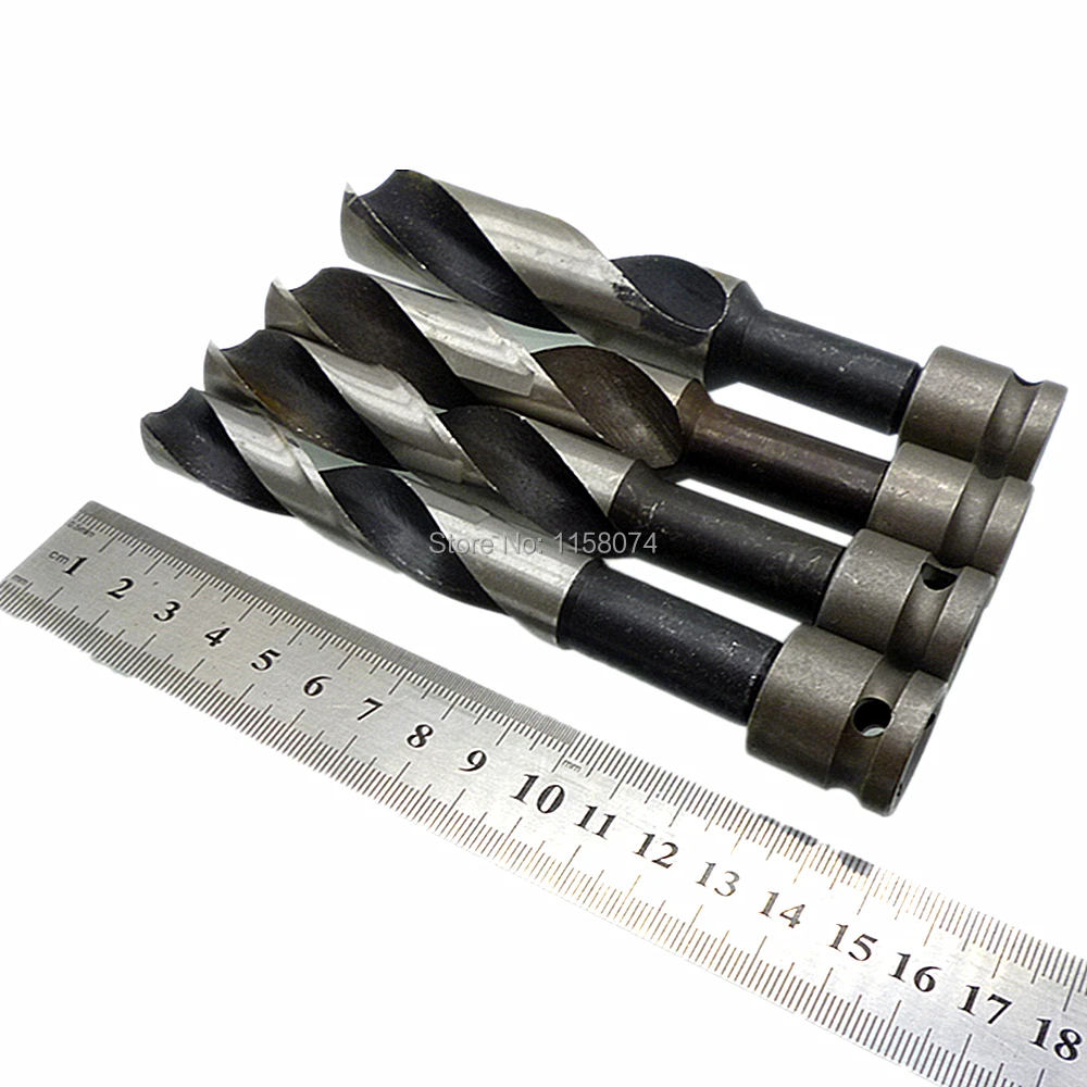 

Reduced Shank HSS Twist Drill Bits 16mm 18mm 20mm 22mm 25mm With 1/2" Sq. Converter Adapter For Wood And Plastic Drilling