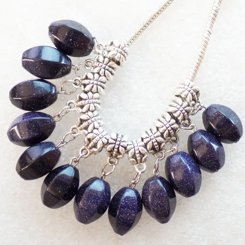 24 шт. граненный синий песочный камень подвеска европейский браслет ожерелье V267 |