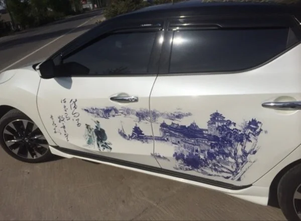 Наклейки для автомобиля с левой стороны китайские чернила Flowe креативная