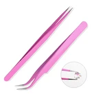 1 шт. изогнутый Прямой пинцет из нержавеющей стали, розовая наклейка для ногтей, накладные ресницы стразы, щипчики, макияж, набор инструментов для ногтей