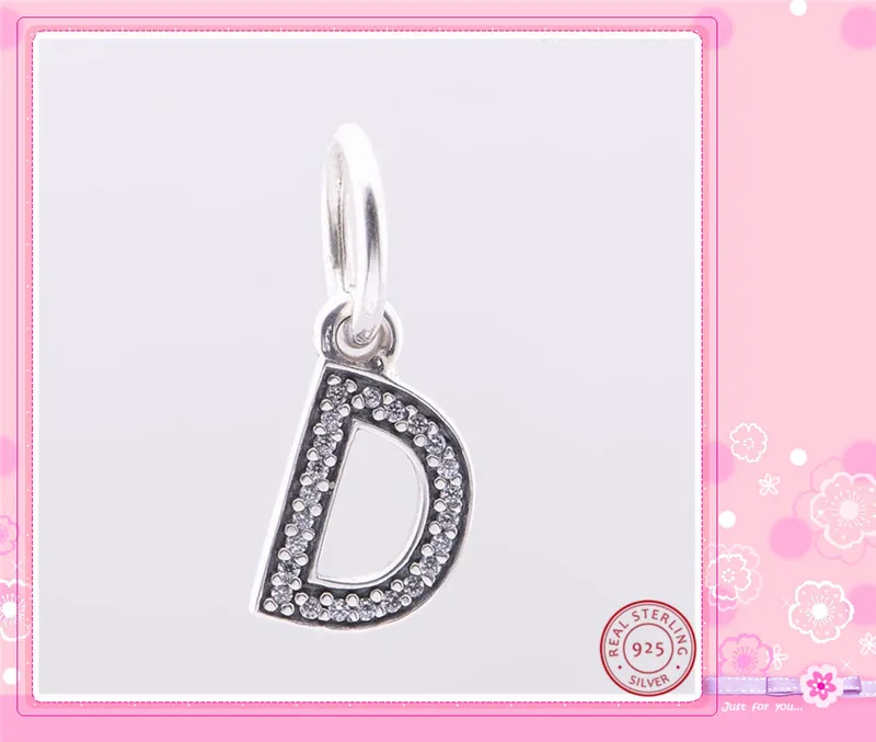 Dazzing трендовые Подвески с надписью «d' с прозрачным CZ DIY Fit PANDORA Подвески Серебро 925 для женщин Изготовление ювелирных изделий LW350D