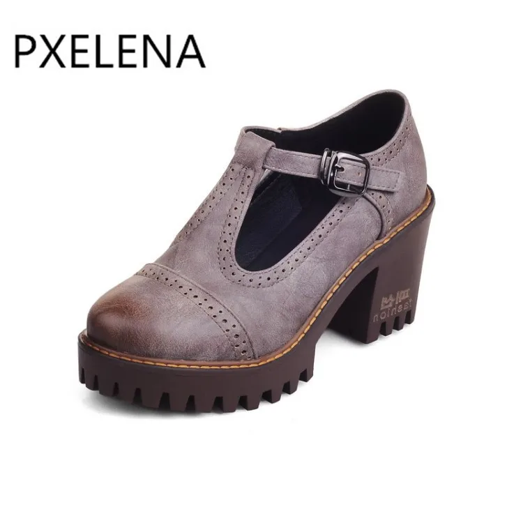Туфли PXELENA женские с Т образным ремешком Повседневные Удобные туфли на