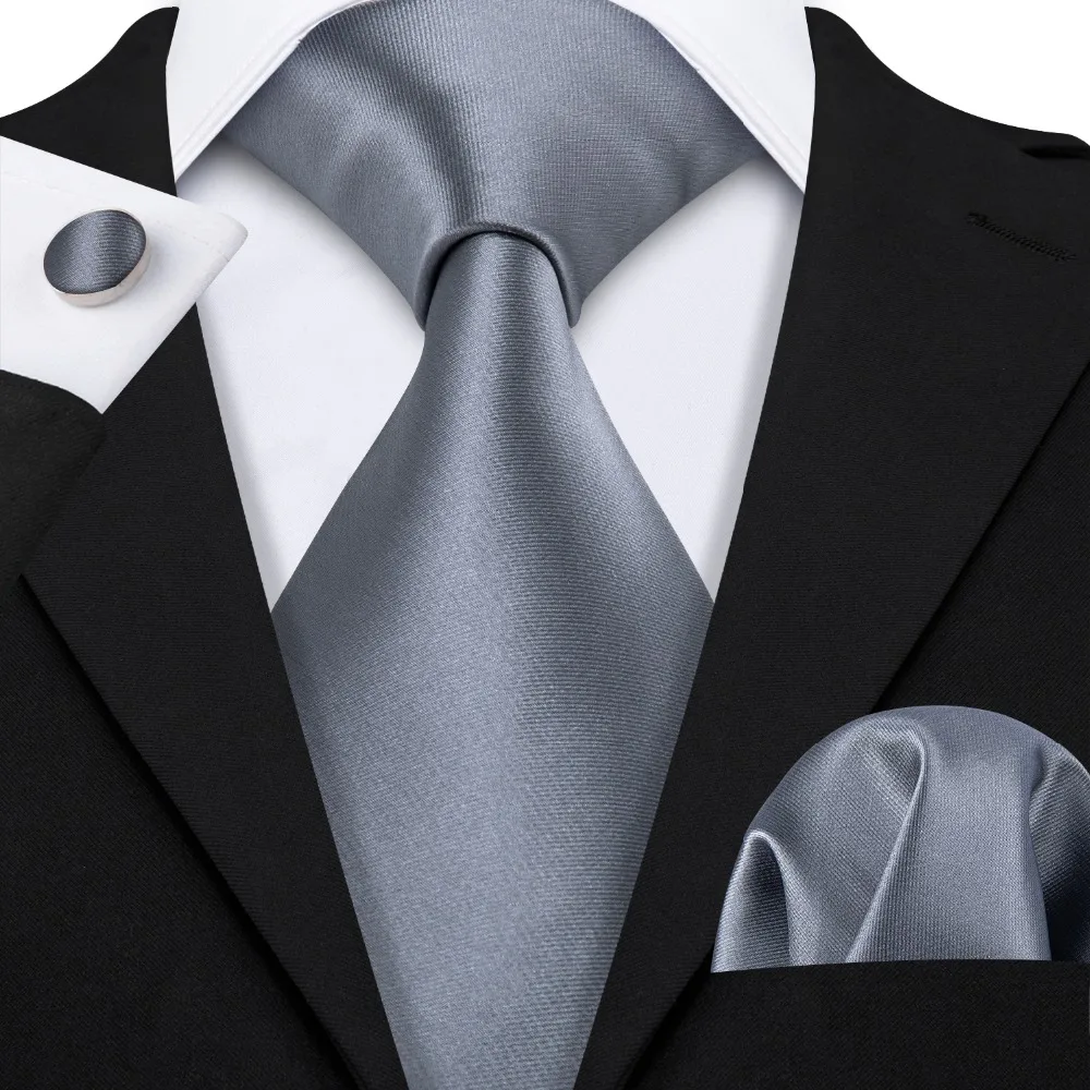 Серебристо-серый однотонный модный галстук для мужчин Классический