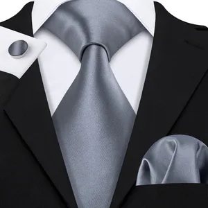 Серебристо-серый однотонный модный галстук для мужчин Классический галстук для деловечерние НКИ свадьбы из 100% шелка галстук от Barry.wang Прямая поставка галстук