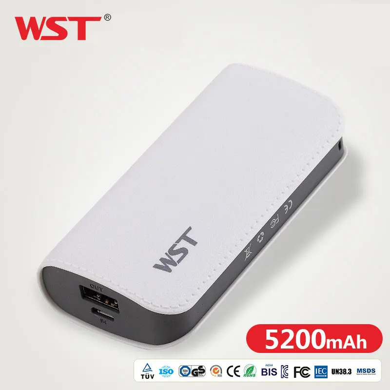 WST Cute Power Bank 5200 mAh For Xiaomi Mi 2 USB Small Pover Bank Mini Portable External Battery PoverBank For Mobile Phone