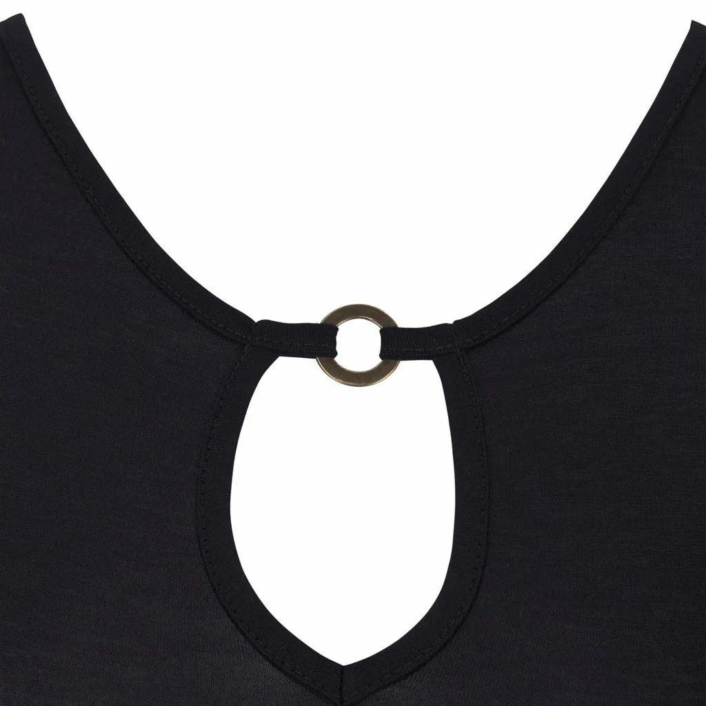 Модное летнее черное платье женское свободное мини платья без рукавов летняя