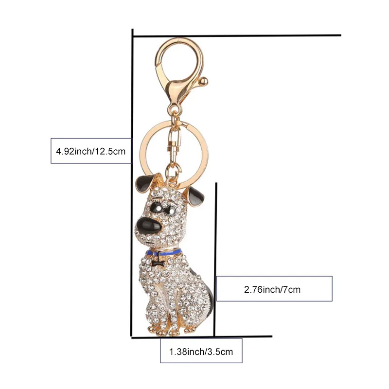 Милый автомобильный брелок с кольцом и кристаллами для собаки держатель ключей