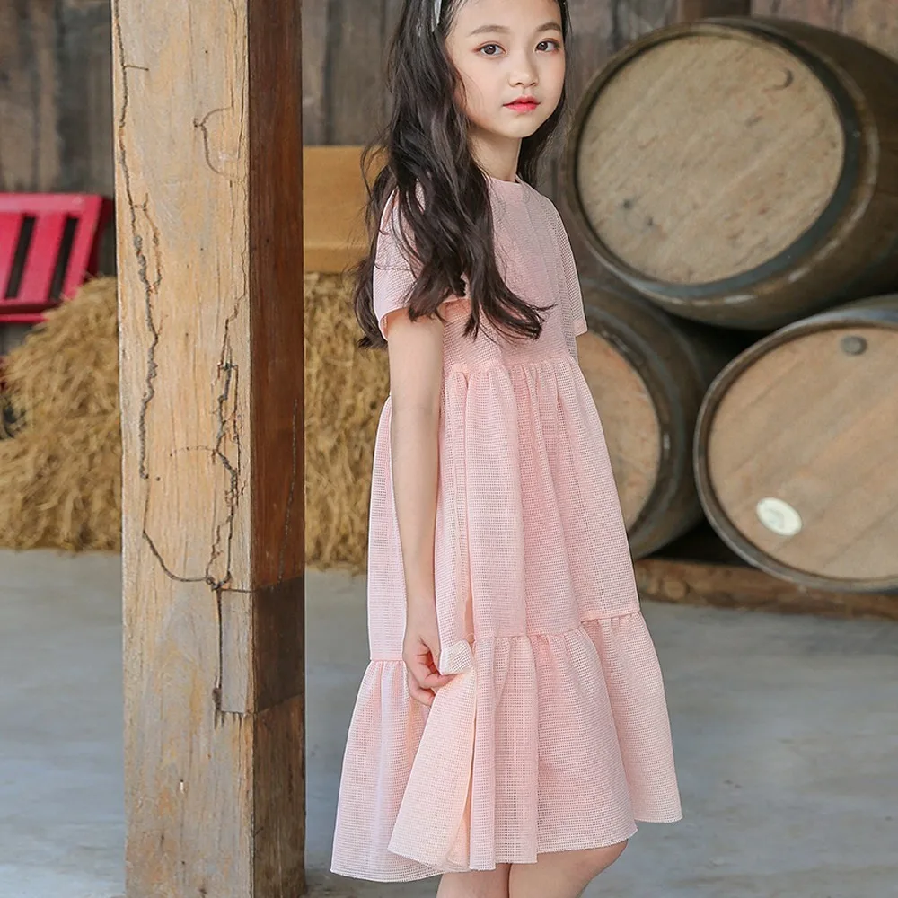 2022 New Cotton Summer Dress For Girls White Ruffles Teenage Dresses Children Big Girl Knee Length Teen Clothing With Vest | Детская