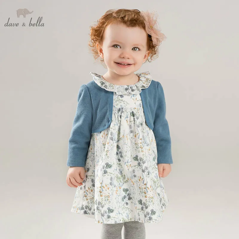DB8697 dave bella baby girls dress Long sleeve spring floral dresses kids children birthday party boutique | Детская одежда и