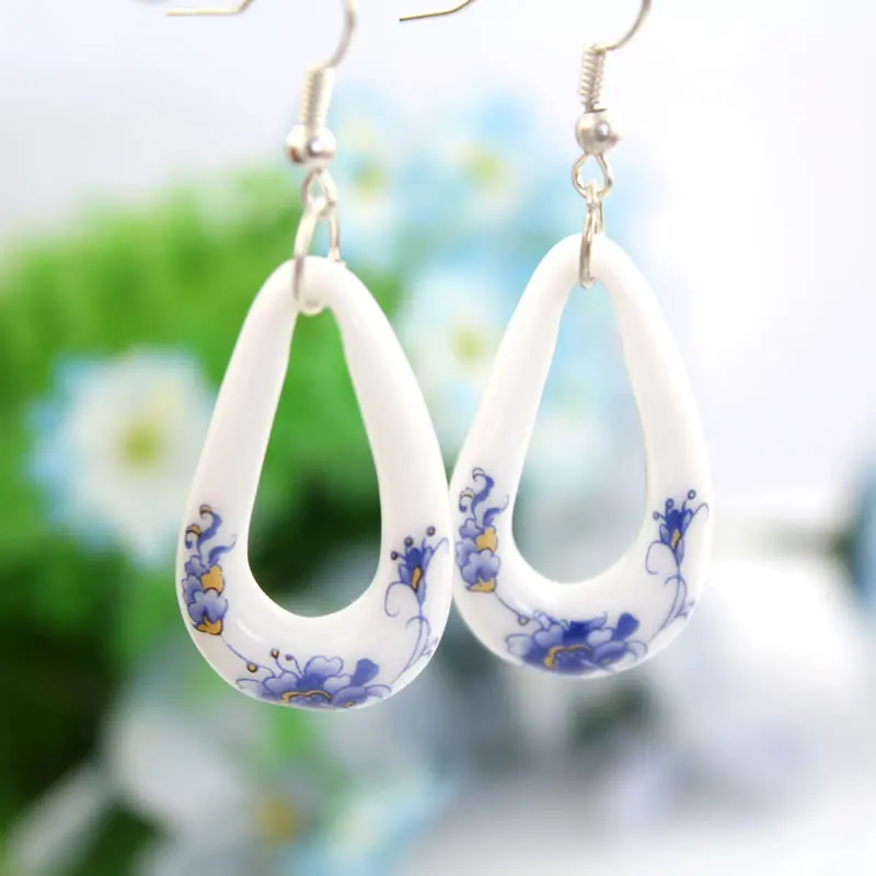 Красивые Висячие серьги с пионами женские модные керамические аксессуары ручной