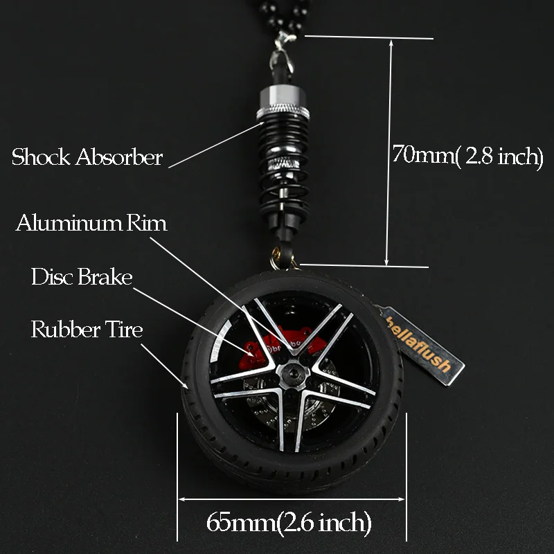 DIY авто любителей Запчасти заднего вида зеркальная подвесной брелок комплект JDM hellaflush(ободок+ тормозной диск+ амортизатор+ бусы+ шины