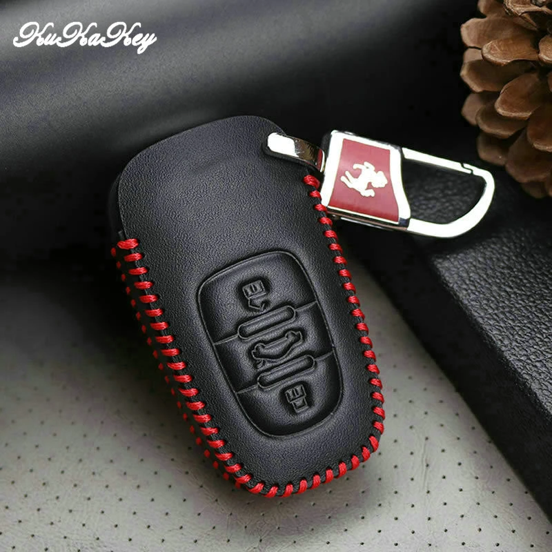 Качественный 100% кожаный чехол для автомобильного ключа защитный Audi Q3 Q5 Sline A3 A5 A6 C5