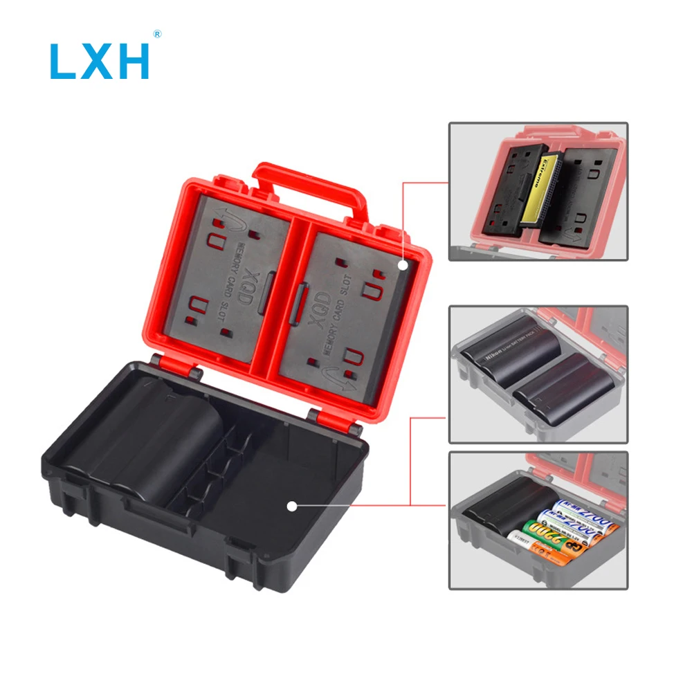 Контейнер для батарей камеры LXH контейнер карт памяти SD CF XQD Sony NP-FW50/NP-W126 Nikon NP-BX1/5