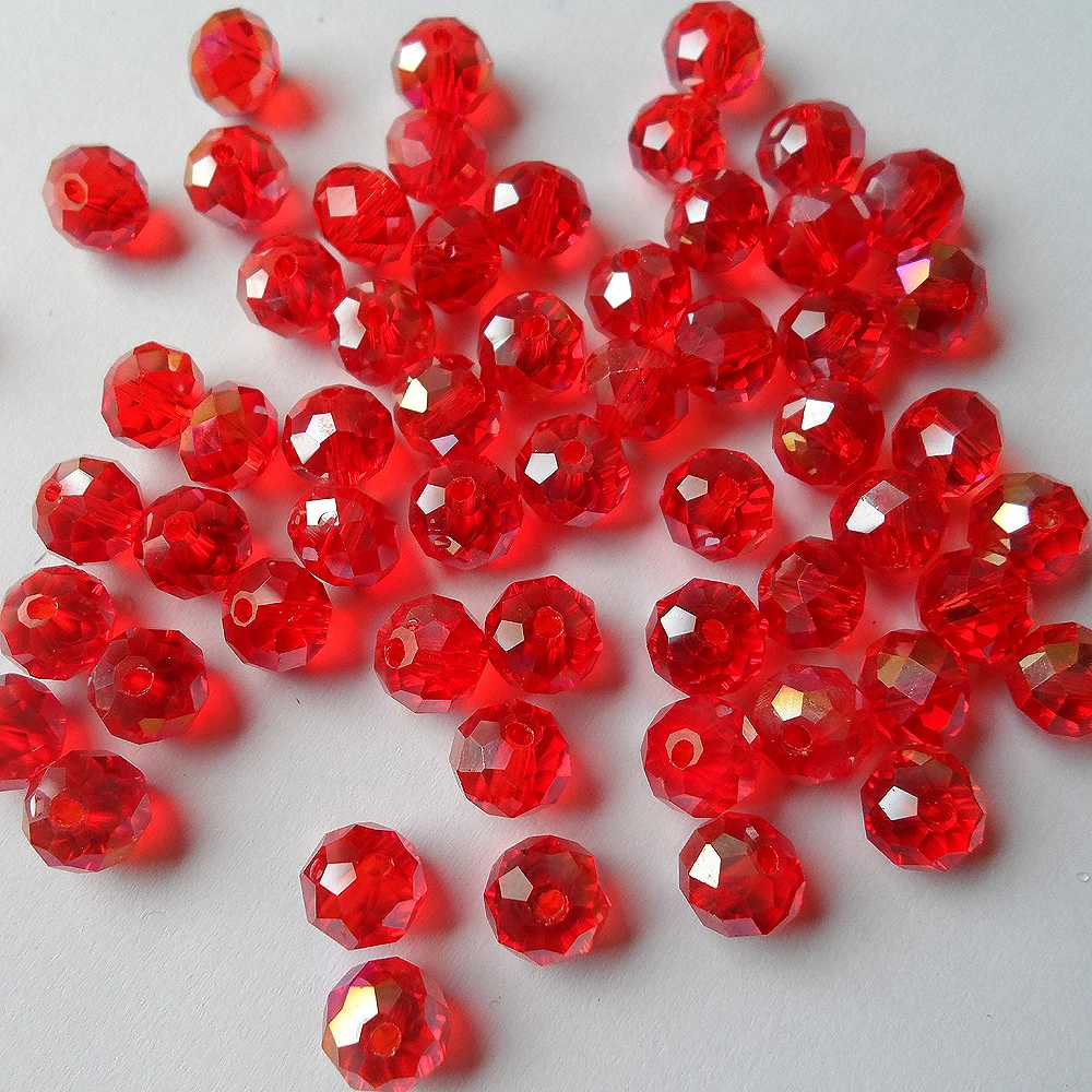 

factory sell Flat Sexy red crystal beads10mm Plated AB color,low price clear 10mm Flat red crystal beads(total 11 color style)