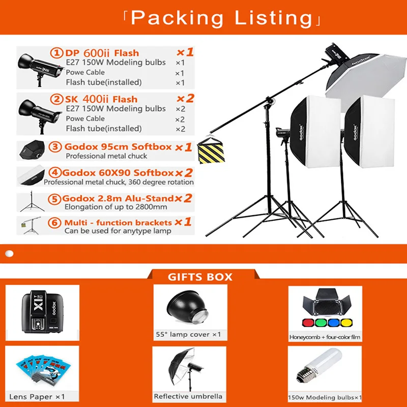 Godox dp600ii + sk400ii Осветительные стойки комплект съемки таблице Аксессуары для
