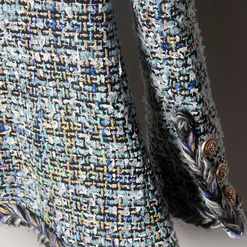 Модный бренд весна осень новое клетчатое твидовое маленькое ароматное длинное