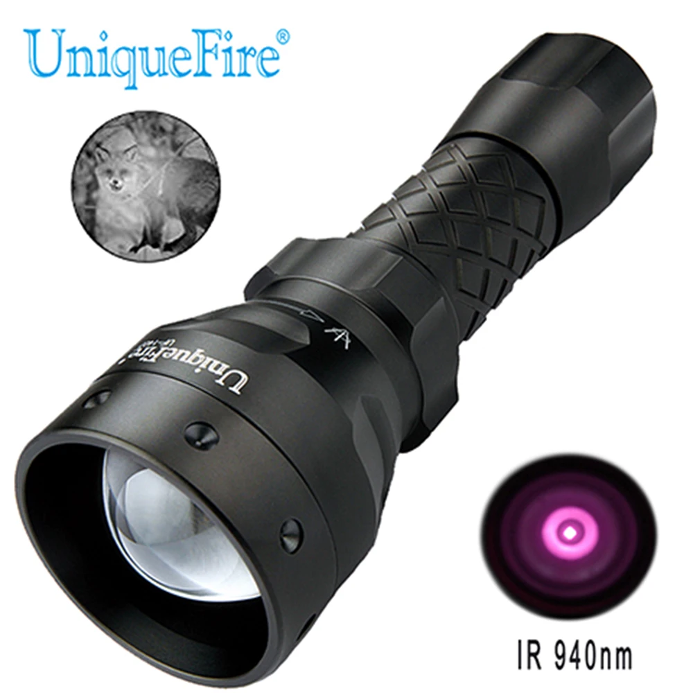 

UniqueFire 1407 IR 940nm LED Flashlight Infrared Light 38mm Convex Lens Adjustable Focus Torch Tactical Night Vision Lanterna