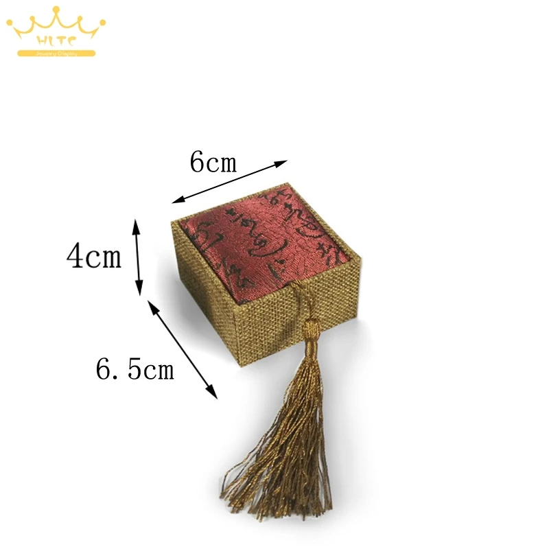 3 цвета коробка для колец льняная Подарочная ювелирных изделий чехол хранения 6*6