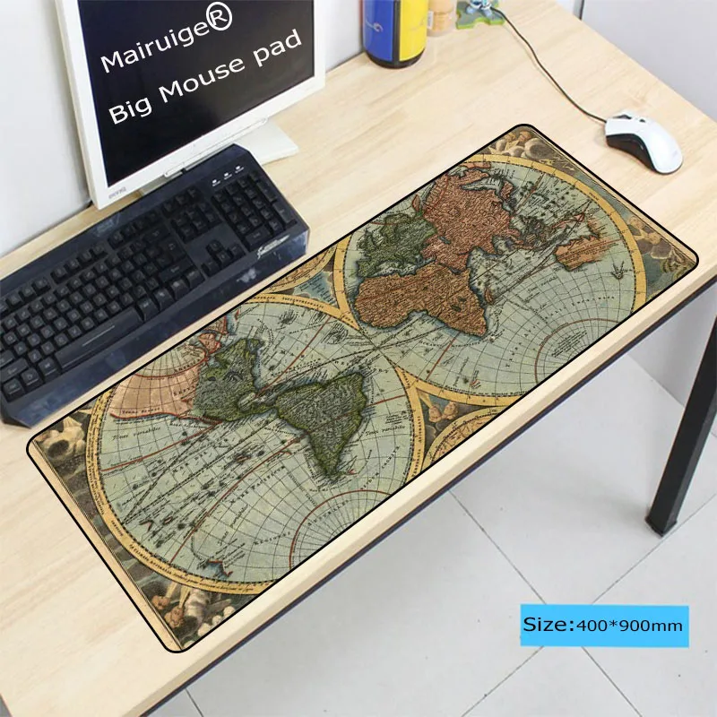 Большой игровой коврик для мыши Mairuige 60 х30 см XL со старинной картой мира