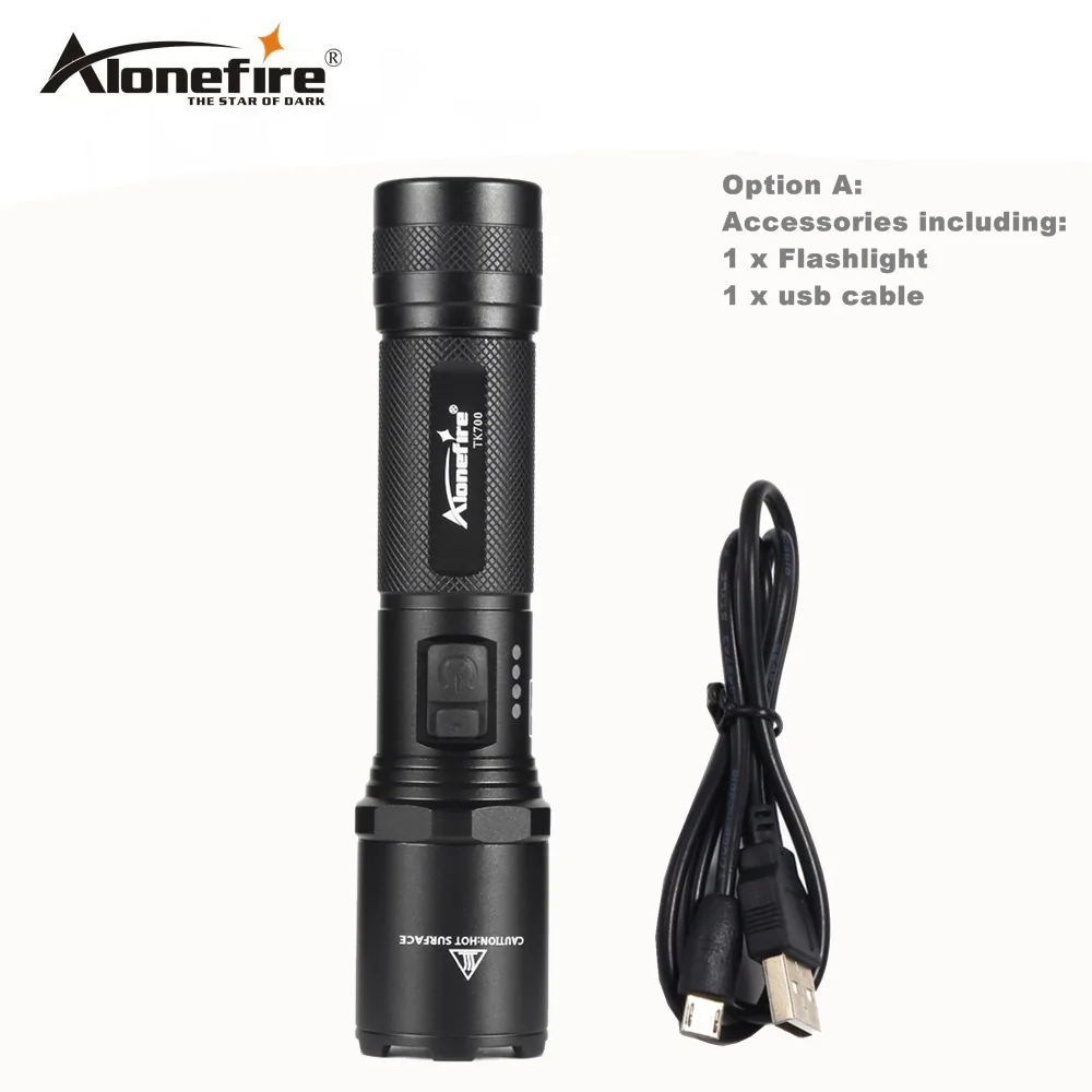 Option A AloneFire TK700 CREE светодиодный Полиция Вспышки светильник безопасности и самообороны ультра яркий фонарь Usb Перезаряжаемые Тактический патруль светильник - Испускаемый цвет: Option A