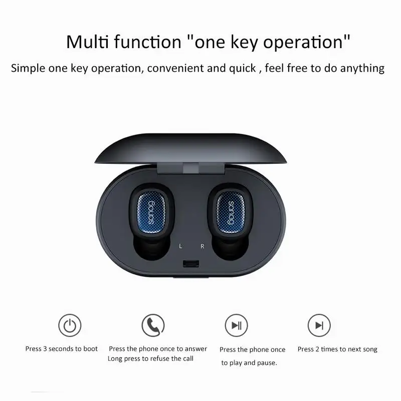 Sanag T3 Mini Binaural Invisible In-Ear Wireless Bluetooth Earphones Sports Portable Hanging Earphone With Charging Bin | Электроника