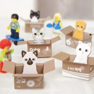 1 шт. 3D мультфильм блокнот Kawaii кошка коробка канцелярские наклейки липкие заметки