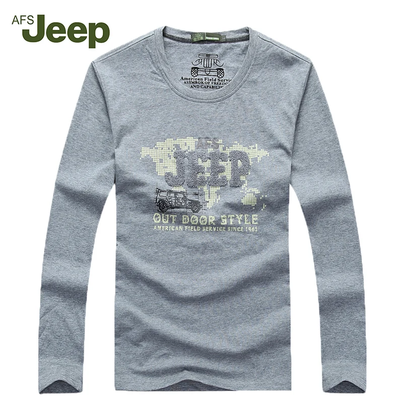 2016 новый мужской AFS JEEP футболки Досуг мужчины весну рукавом Печати О Образным