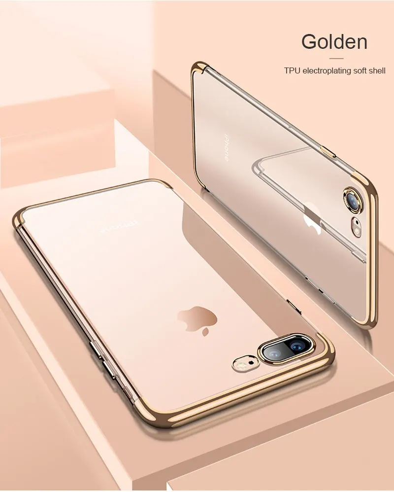 Золотой Прозрачный силиконовый чехол с покрытием для iPhone X, 7, 8 Plus, XS чехол, прозрачный мягкий чехол для iPhone 11, 11 pro, 11Pro, max, чехол для телефона - Цвет: Золотой