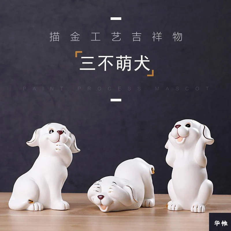 

Porcelain dog figurine home decor crafts ceramic kawaii ornament Creative animal statue modern bulldog sculpture best gift