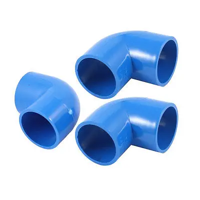 Blue 40mm x 40mm 90 Degree Equal Elbow PVC Pipe Slip Fitting Coupling 3 Pcs images - 1