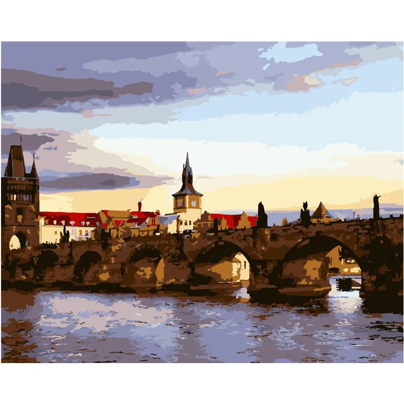 Раскраска Мост Рассвет сделай сам по номерам инструменты для рисования красивые