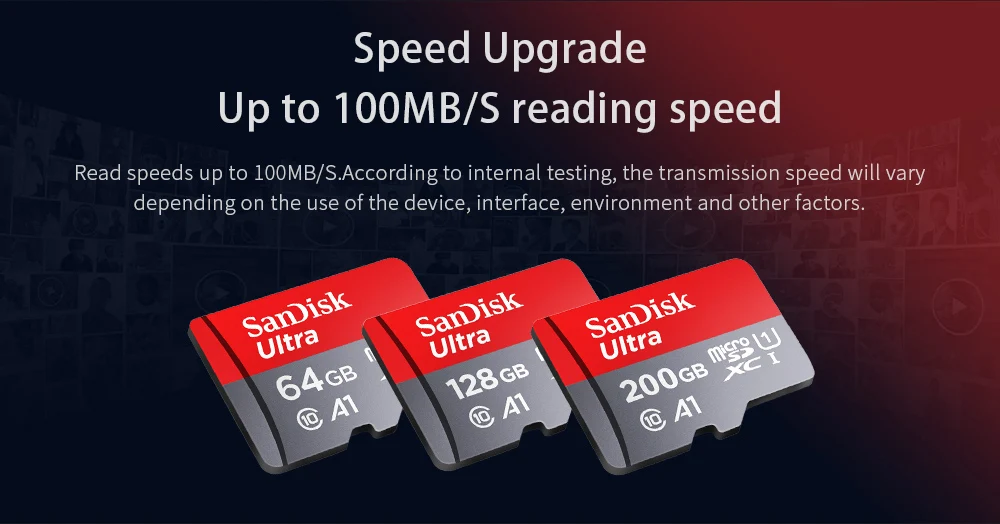 SanDisk microSD карты 256 г 200 ГБ 128 Гб 64 Гб 100 МБ/с. слот для карт памяти SD/TF флеш-карта Class10 32 Гб оперативной памяти, 16 Гб встроенной памяти microSD для планшета/смартфона