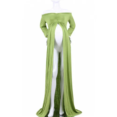 Green Puseky платье для беременных, для фотосессии, платье макси для беременных, с разрезом спереди, шифоновое, необычное, для женщин, для беременных, для фотосессии - Цвет: Green