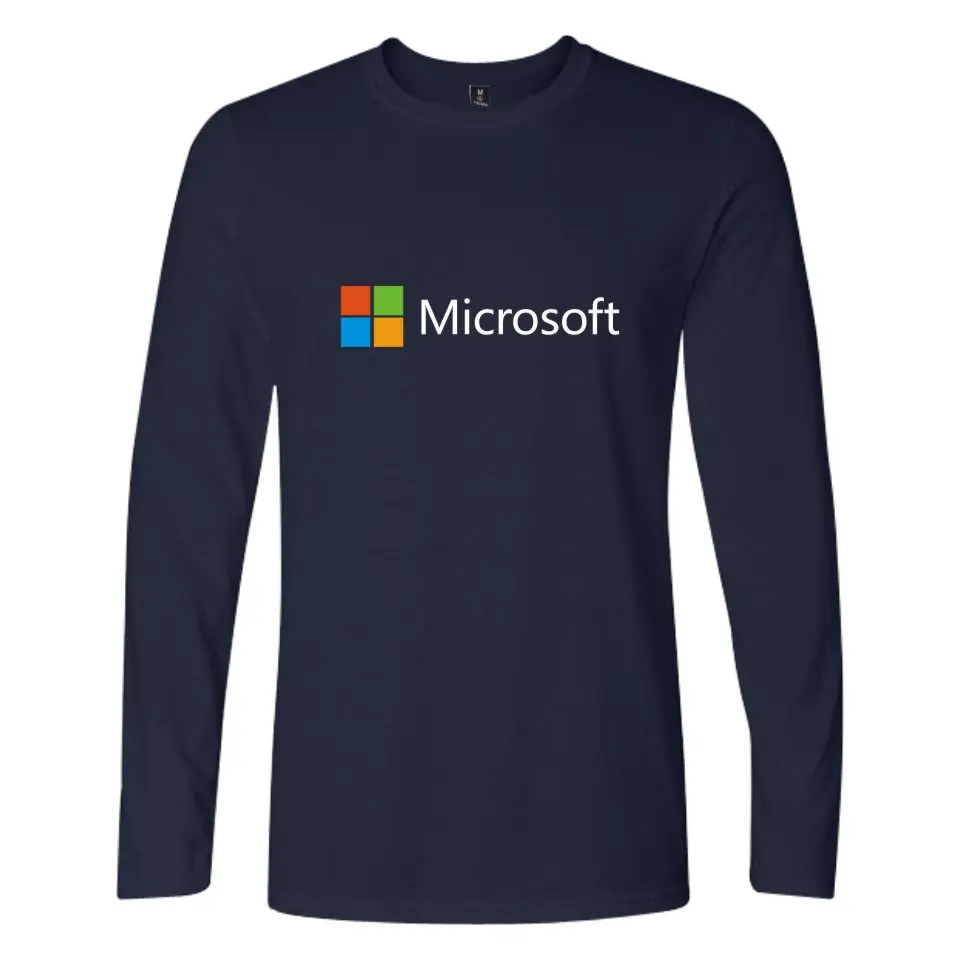 Это Google microsoft пуловер Футболка мужская хлопок с длинным рукавом Печатный узор Повседневная футболка Homme мужчины/женщины плюс размер
