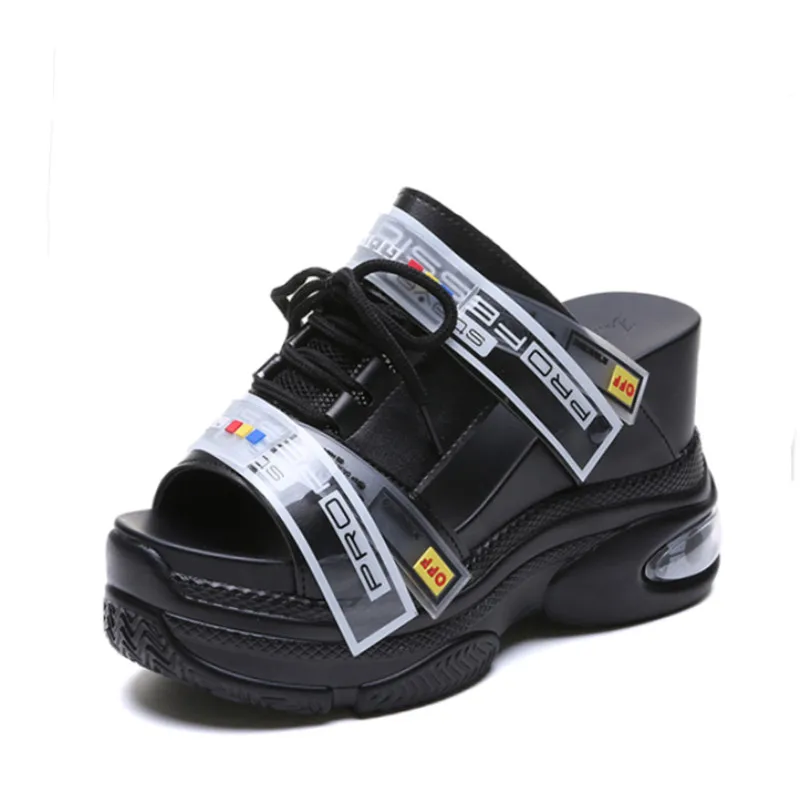 Новинка 2019 года стильные женские шлепанцы повседневная обувь на танкетке 11 см