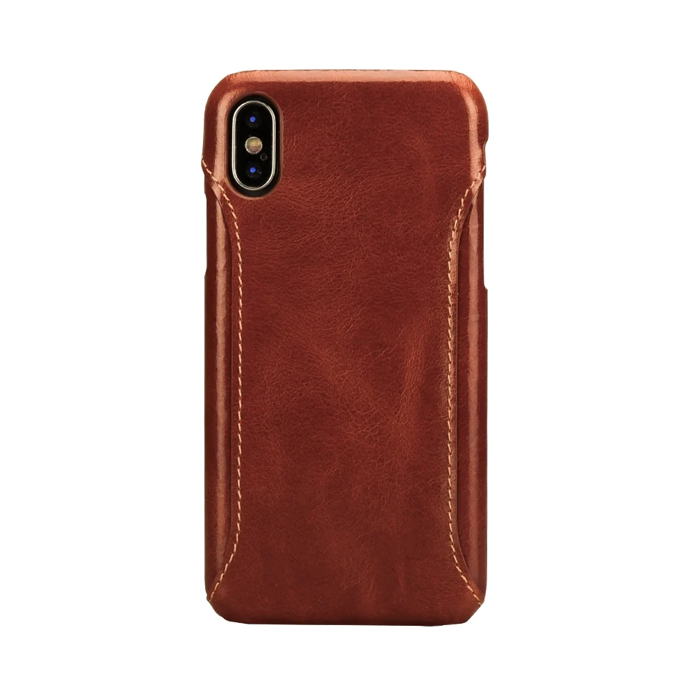 Для iPhone Xs X натуральная кожа масло воск кожа сшивание бизнес чехол на заднюю панель мобильного телефона оболочка для iPhone 8 Plus 7 6 6s Plus чехлы - Цвет: Coffee