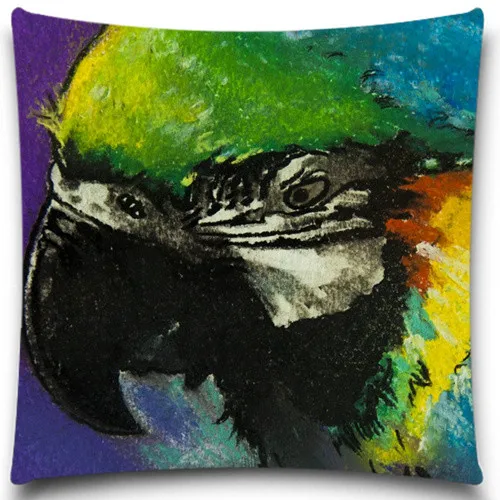 Серия масляной живописи попугая хлопок полиэстер 2D Печатный диван наволочка