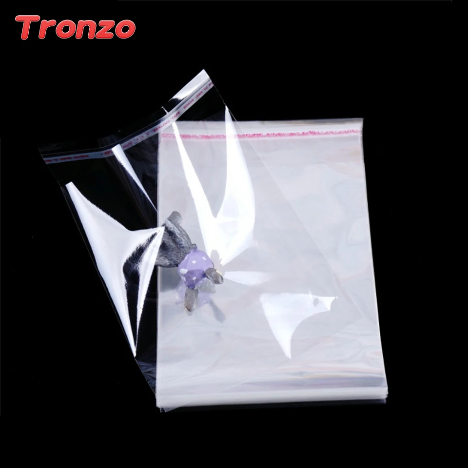 

Tronzo 100pcs Transparent Self-adhesive Plastic Bag Birthday Wedding Decoration Candy Box Cookie Gift Bag Packing For Gifts