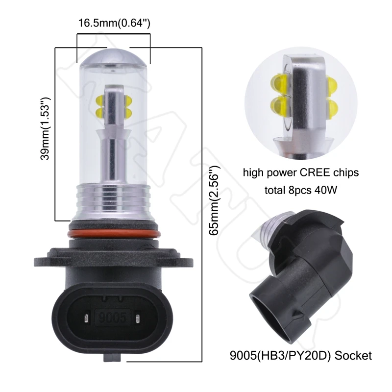 2x H27W2 8 CREE светодиодный SMD Туман светильник светодиодный лампы автомобиля Светодиодный дальнего света фар дальнего света 1500LM 6000K белый H1 H3 H8/H11 9005/HB3 9006/HB4 881 светодиодный