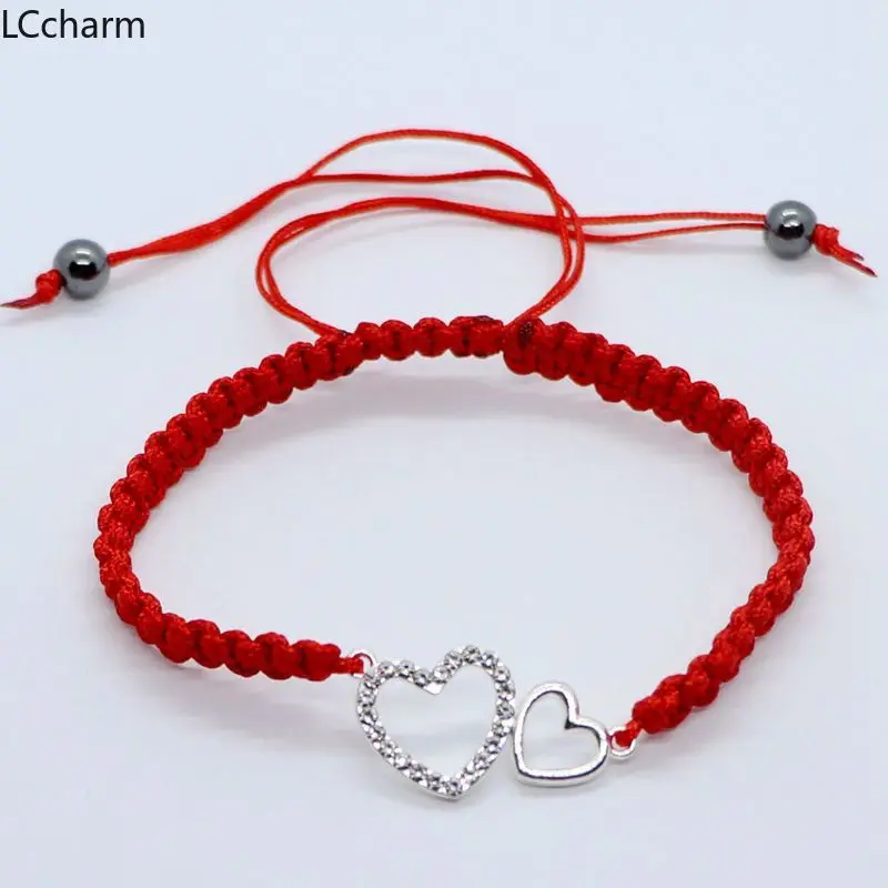 Новый Регулируемый браслет с бусинами в форме сердца красная веревка на удачу