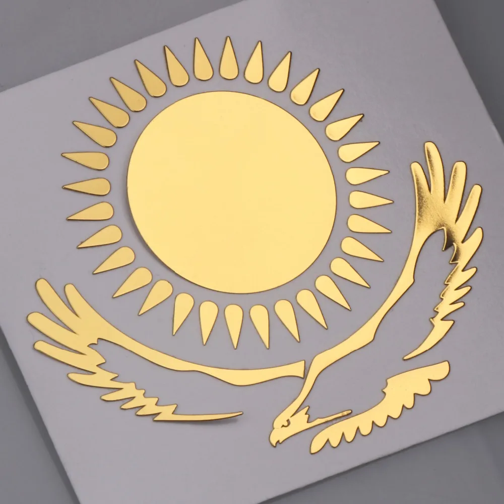 Автомобильный 3D Kazakhstan Sun eagle металлический золотой никелевый стикер, наклейка на мотоцикл для мобильного телефона, ноутбука, стикер, украшение автомобиля