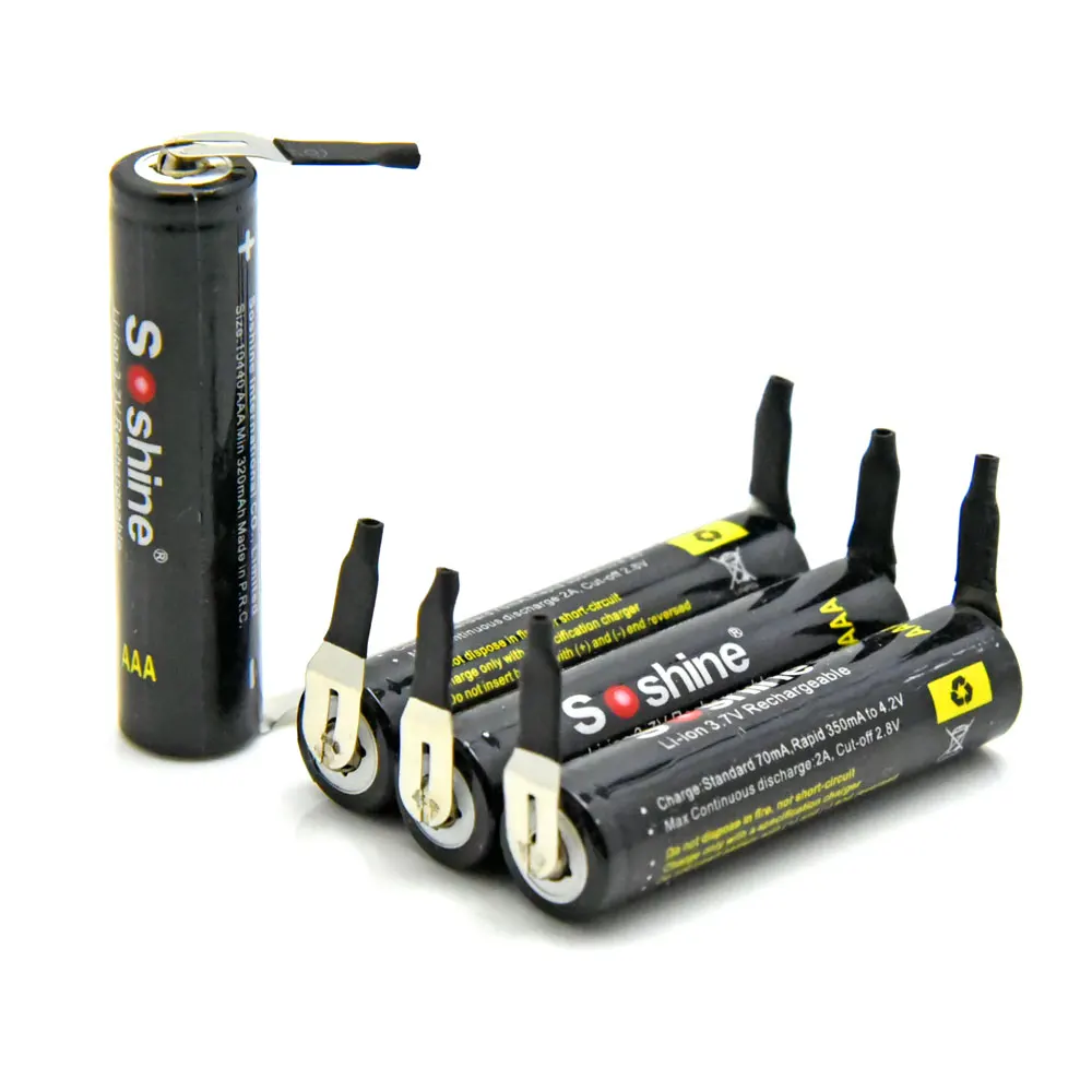 4 шт. Soshine 10440 350mAh 3,7 V литий-ионная аккумуляторная батарея с вкладкой точечной сварки