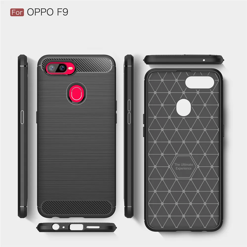 TRISEOLY For OPPO F9 Case Cover Carbon Fiber Brushed TPU Rubber Silicone Back Phone Bag Capa Couqe | Мобильные телефоны и